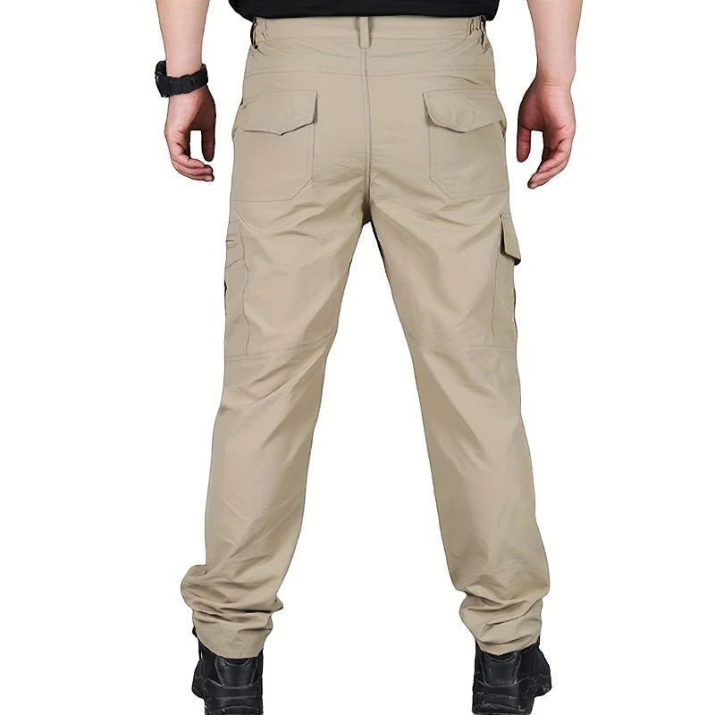 Pantalon cargo homme marron nylon multi-poches stretch Passion Randonnee, outdoor.