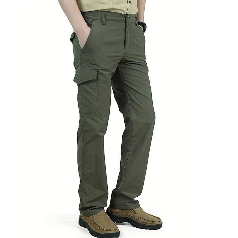 Pantalon cargo homme olive vert en nylon multi-poches Passion Randonnee, outdoor.