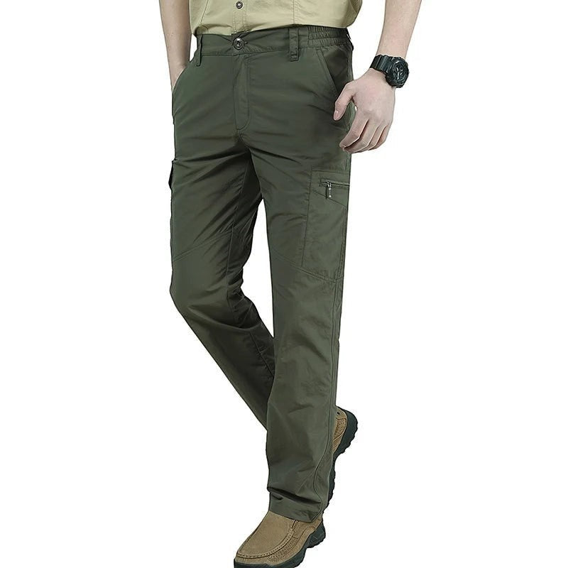 Pantalon cargo homme vert nylon multi-poches respirant Passion Randonnee, trekking.