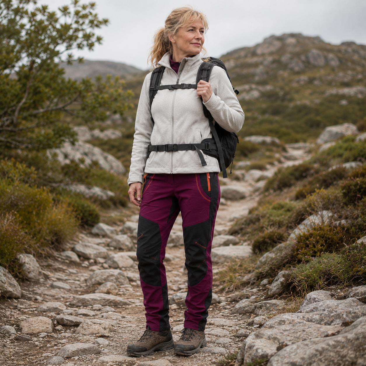 Profil du pantalon femme protection froid Passion Randonnee, coupe chaude pour randonnee hivernale.