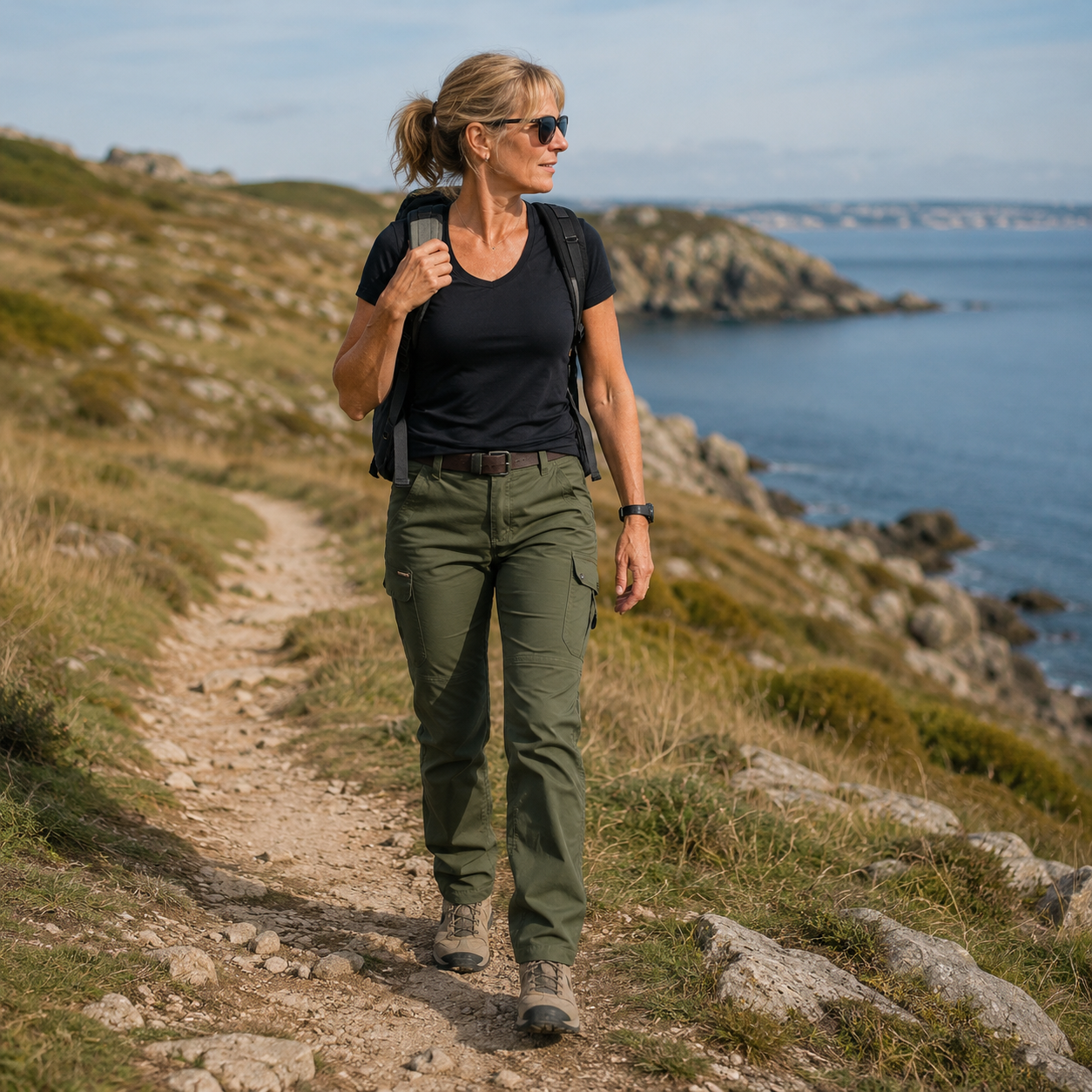 Profil du pantalon femme quick-dry montagne Passion Randonnee, sechage rapide et coupe ajustee.