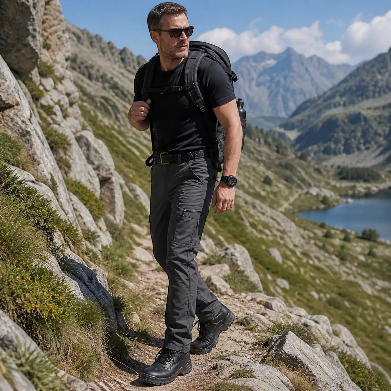 Pantalon de randonnee homme gris en nylon stretch respirant Passion Randonnee.