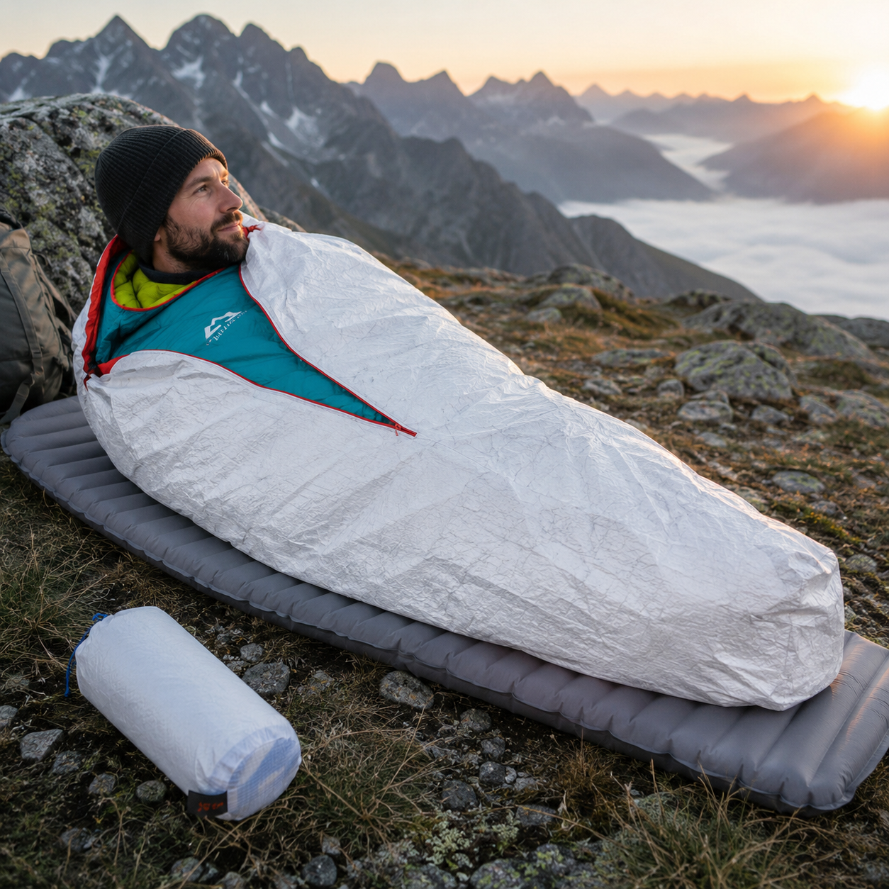 Protection bivouac pour sac de couchage Passion Randonnee, vue de face.