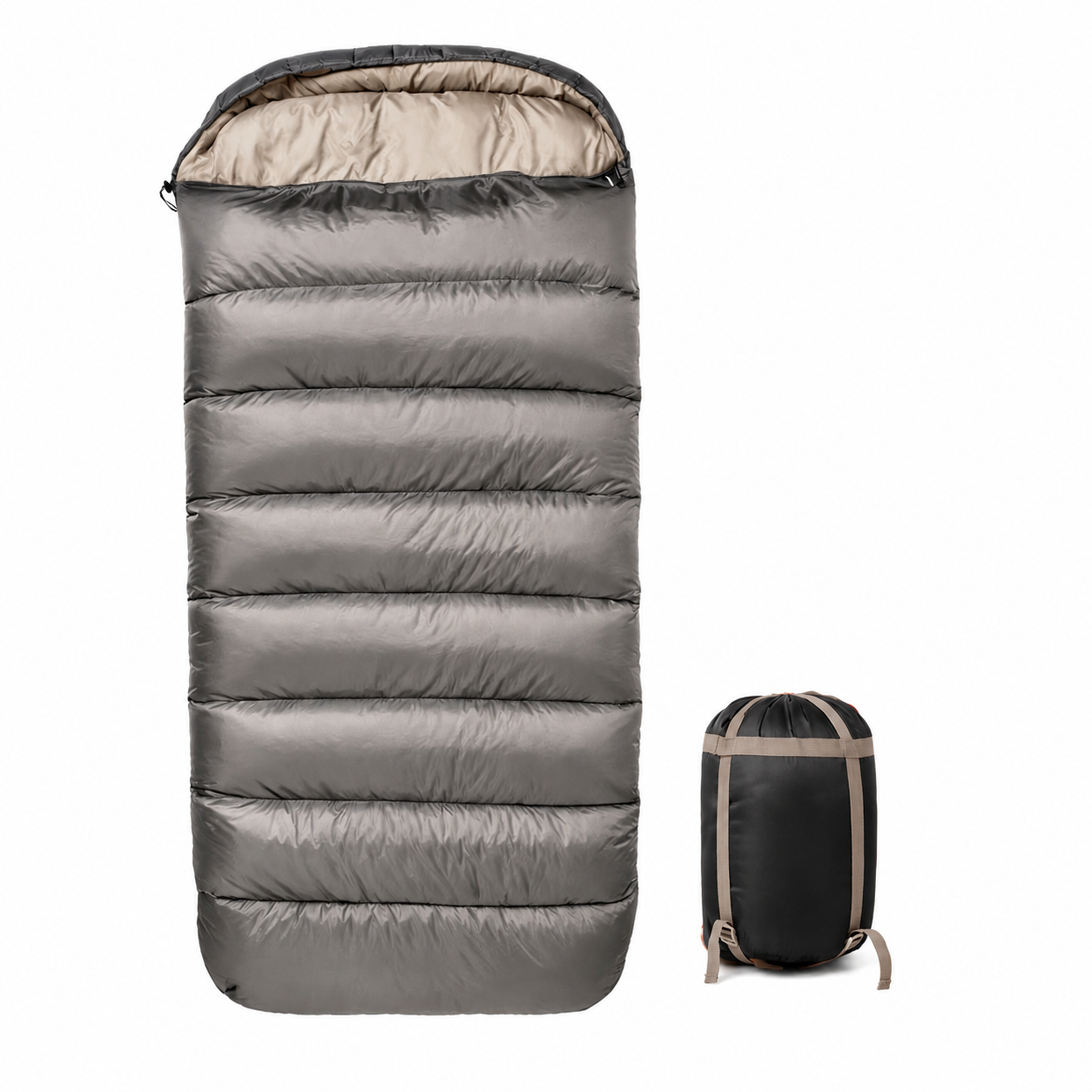 Sac de couchage camping large 3 saisons Passion Randonnee replie compact.