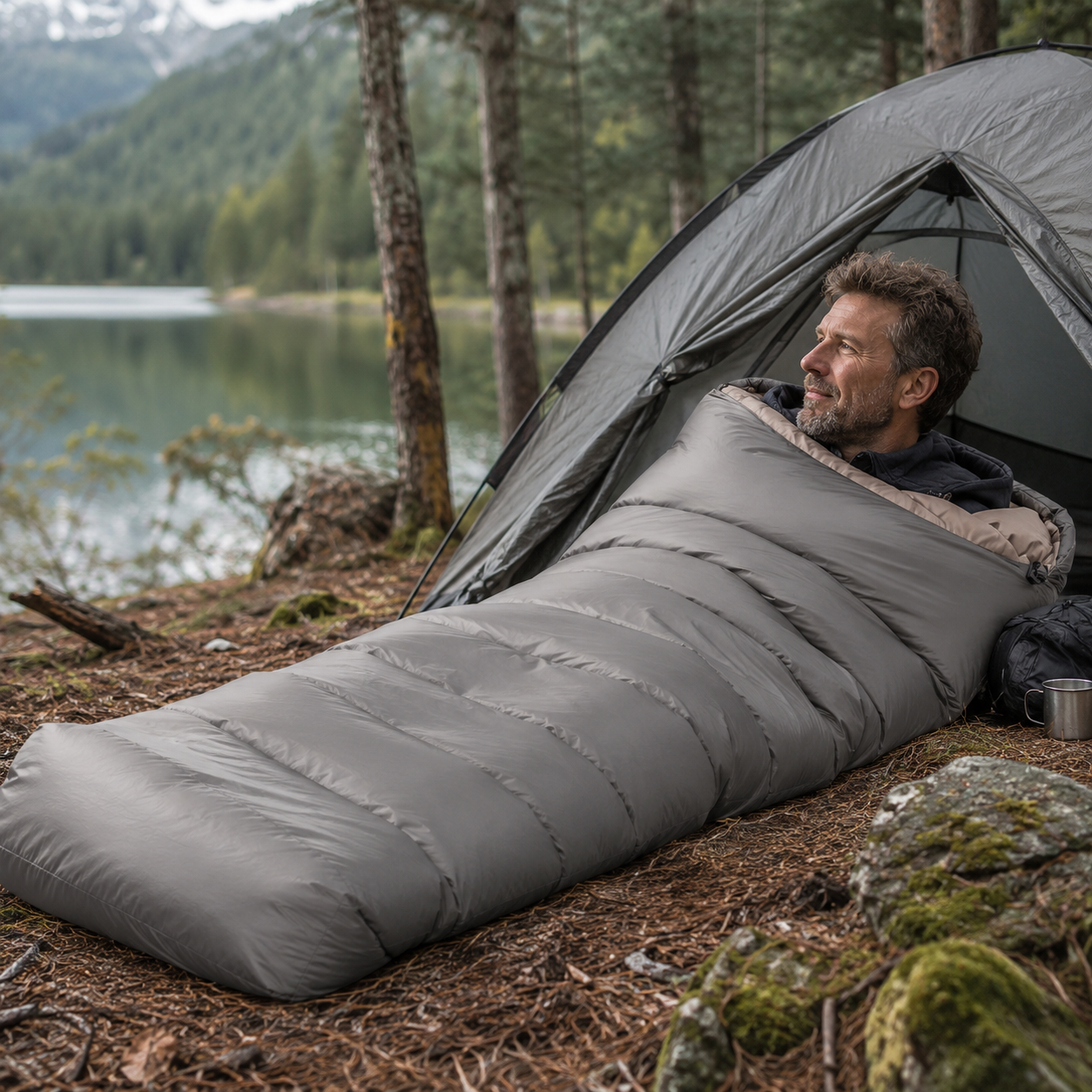 Profil du sac de couchage camping large 3 saisons Passion Randonnee.
