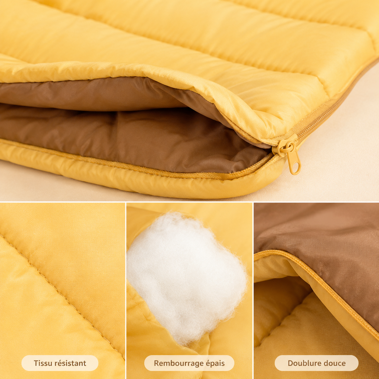 Detail de la fermeture du sac de couchage duo hiver Passion Randonnee.