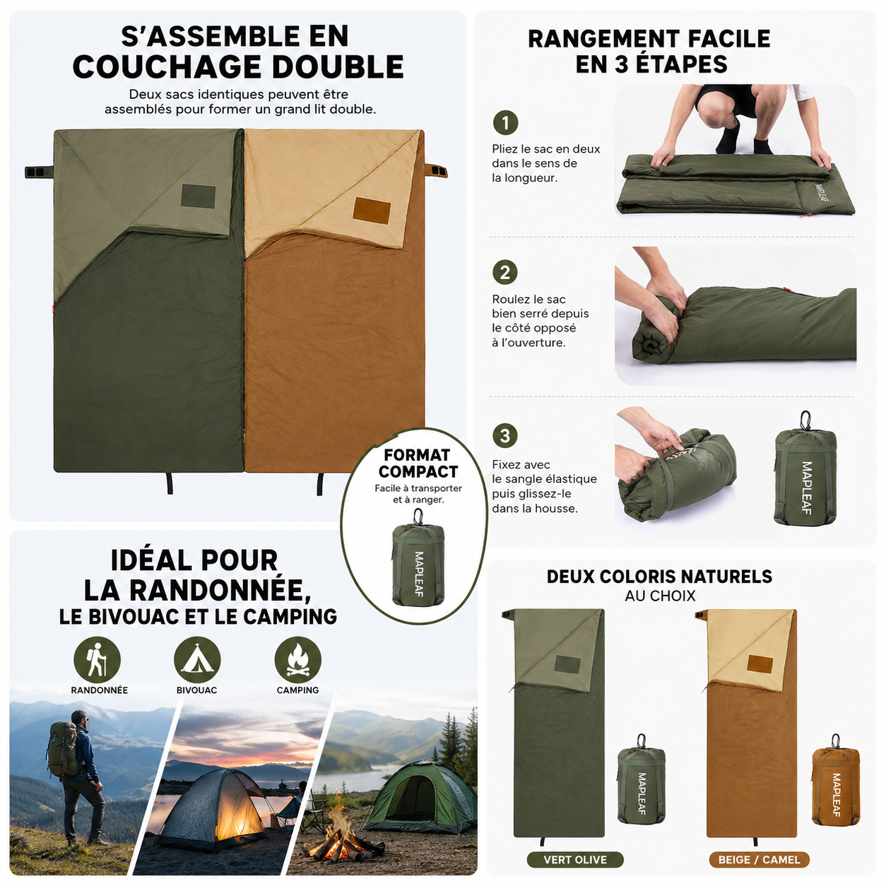 Sac de couchage leger Passion Randonnee utilise en bivouac de montagne.