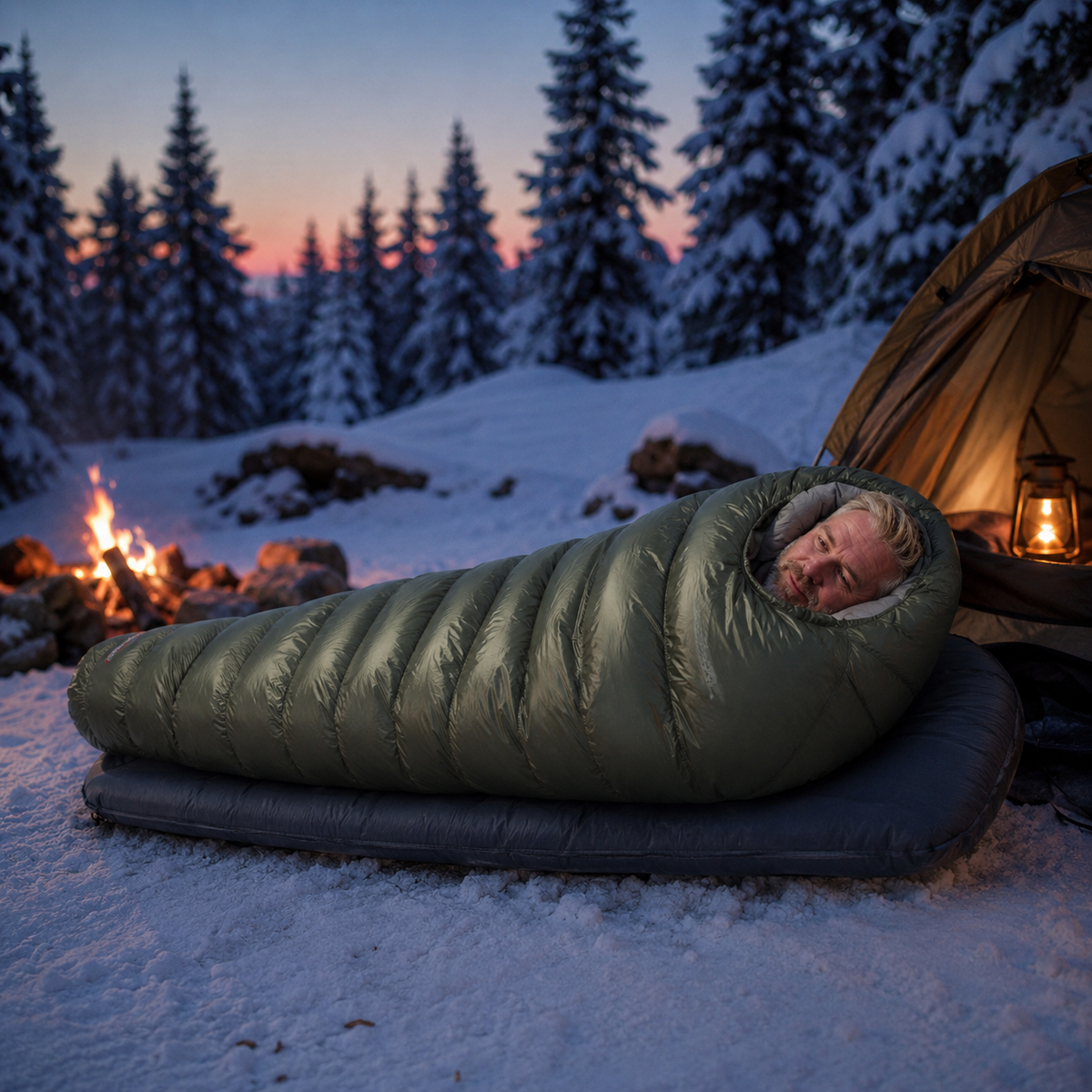 Profil du sac de couchage grand froid Passion Randonnee, garnissage epais.