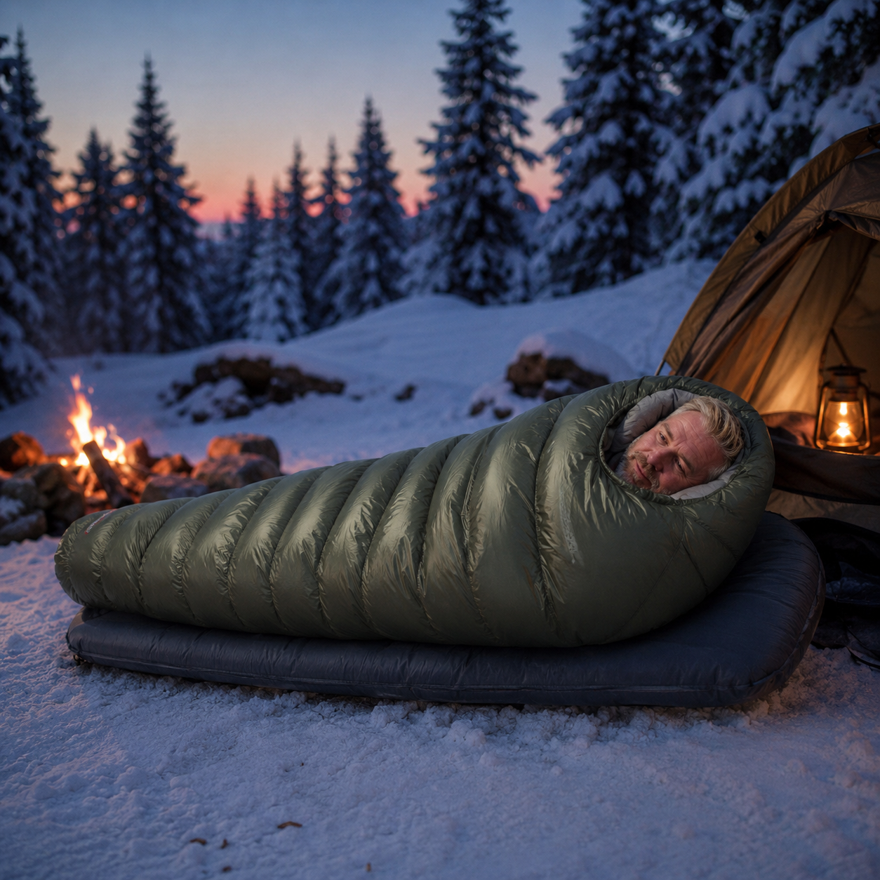 Profil du sac de couchage grand froid Passion Randonnee, garnissage epais.