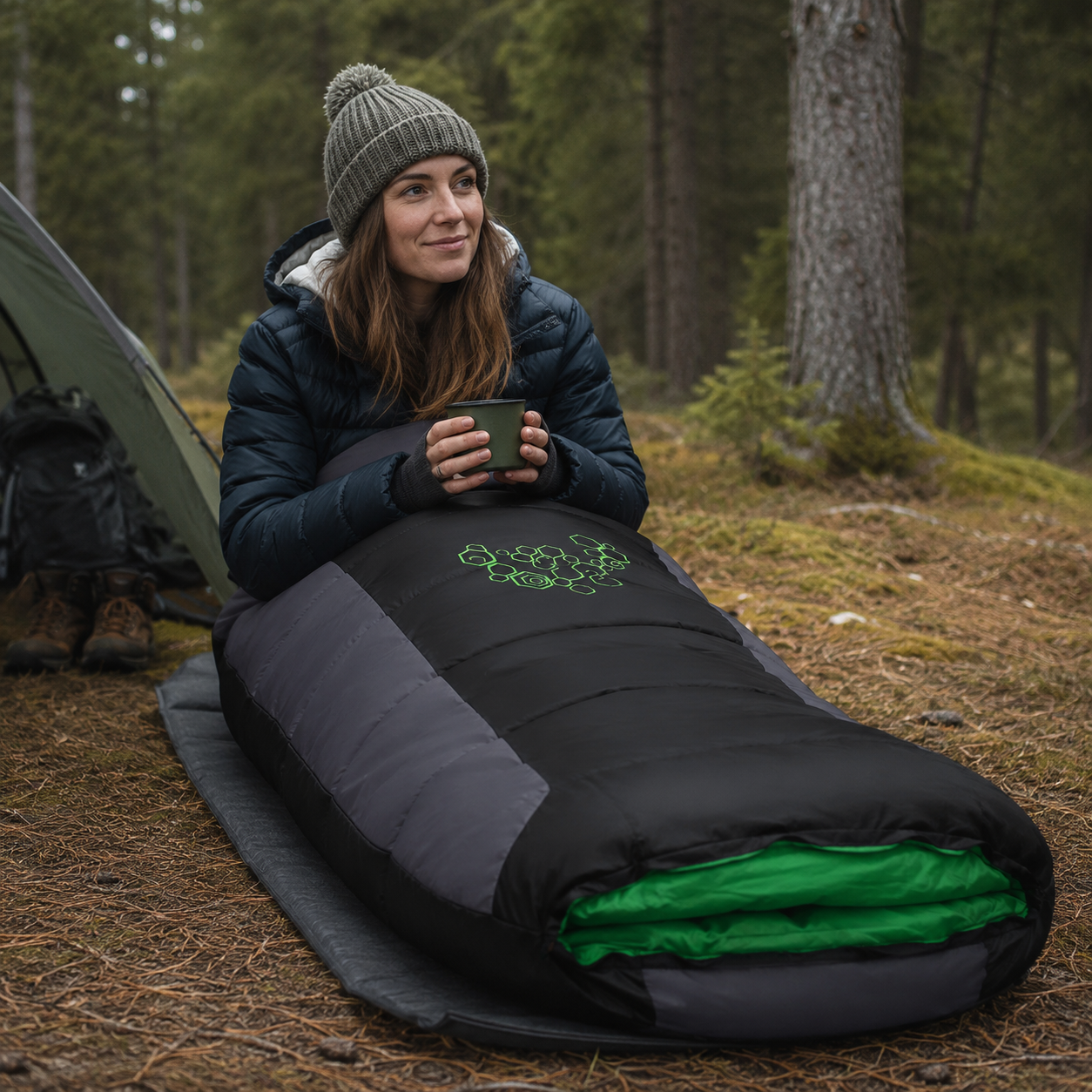 Sac de couchage randonnee hiver epais Passion Randonnee, vue de face, tres chaud.