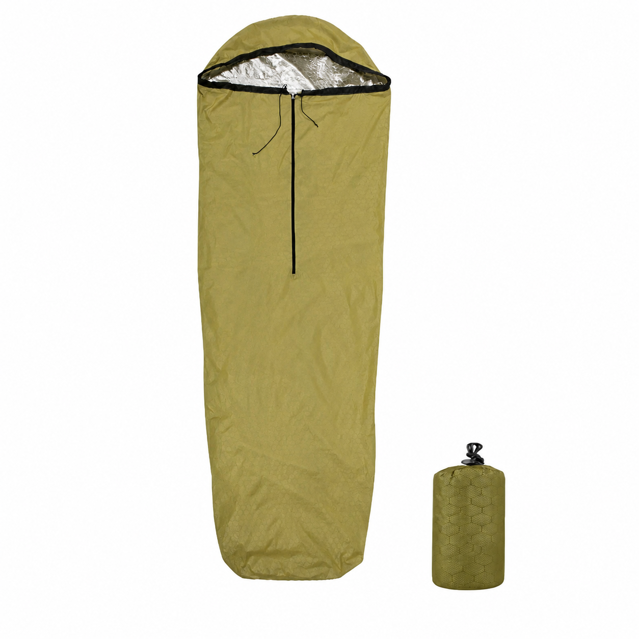 Detail de la fermeture du sac de couchage thermique d'urgence Passion Randonnee.