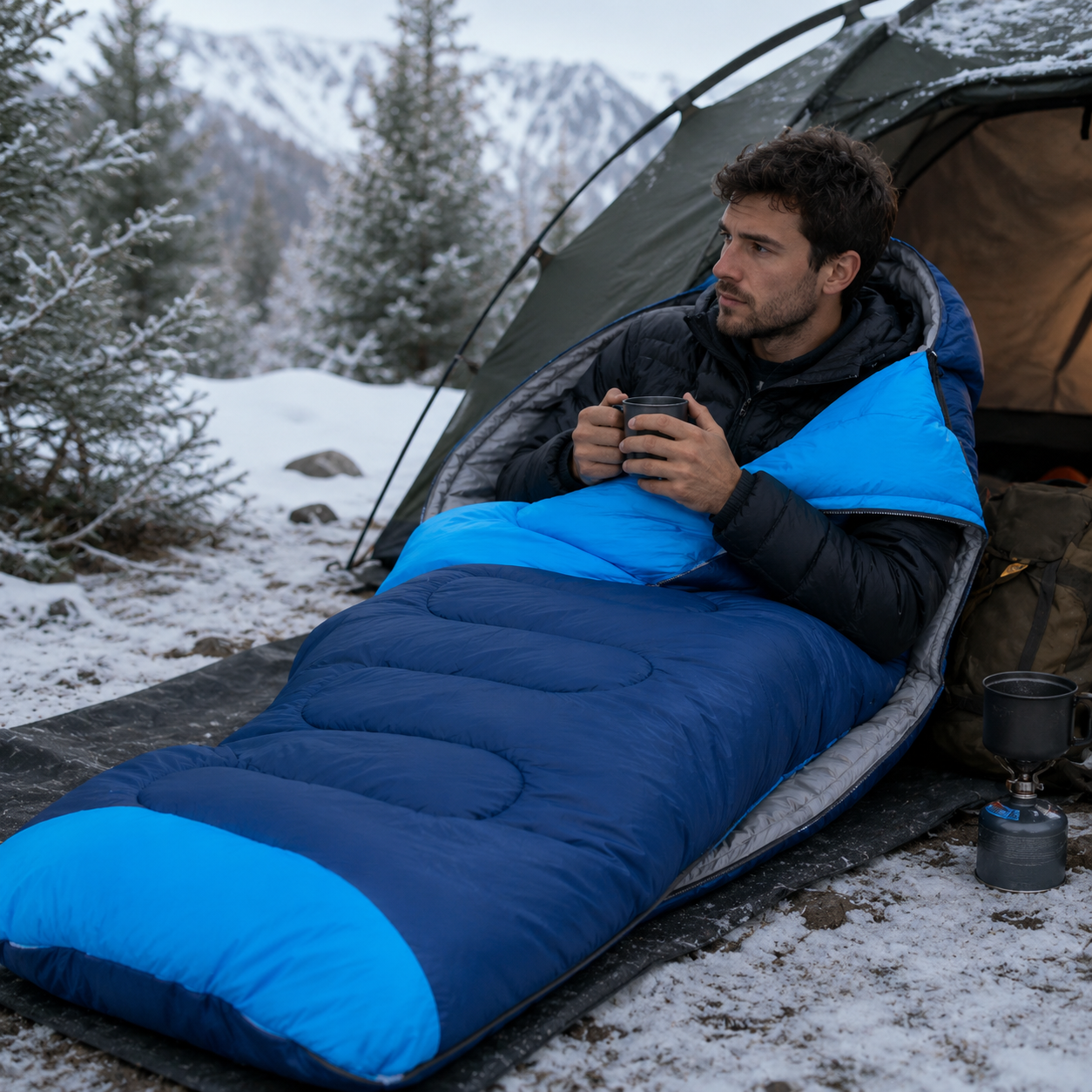 Profil du sac de couchage trekking grand froid Passion Randonnee, garnissage epais.