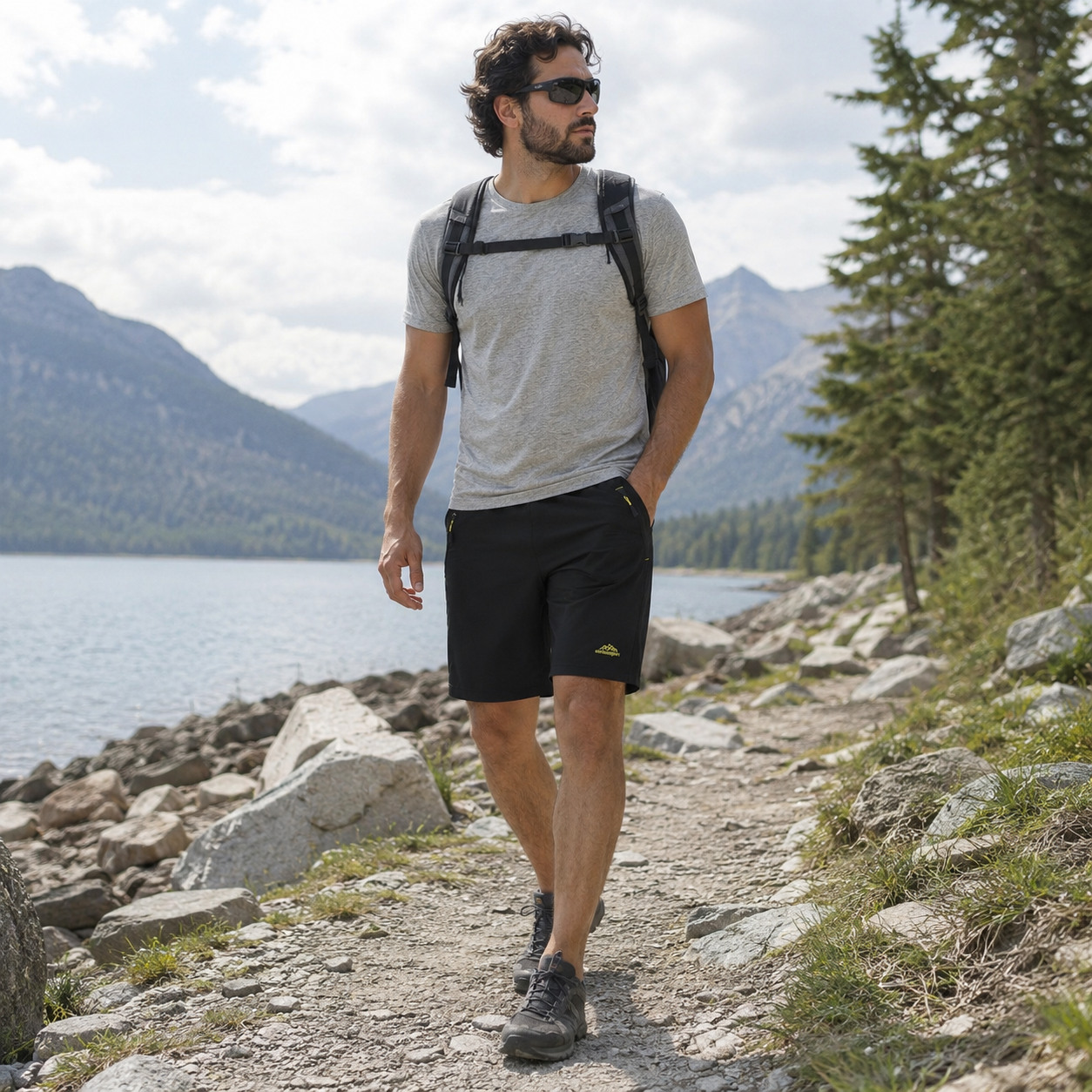 Profil du short randonnee homme quick-dry Passion Randonnee, leger et respirant.