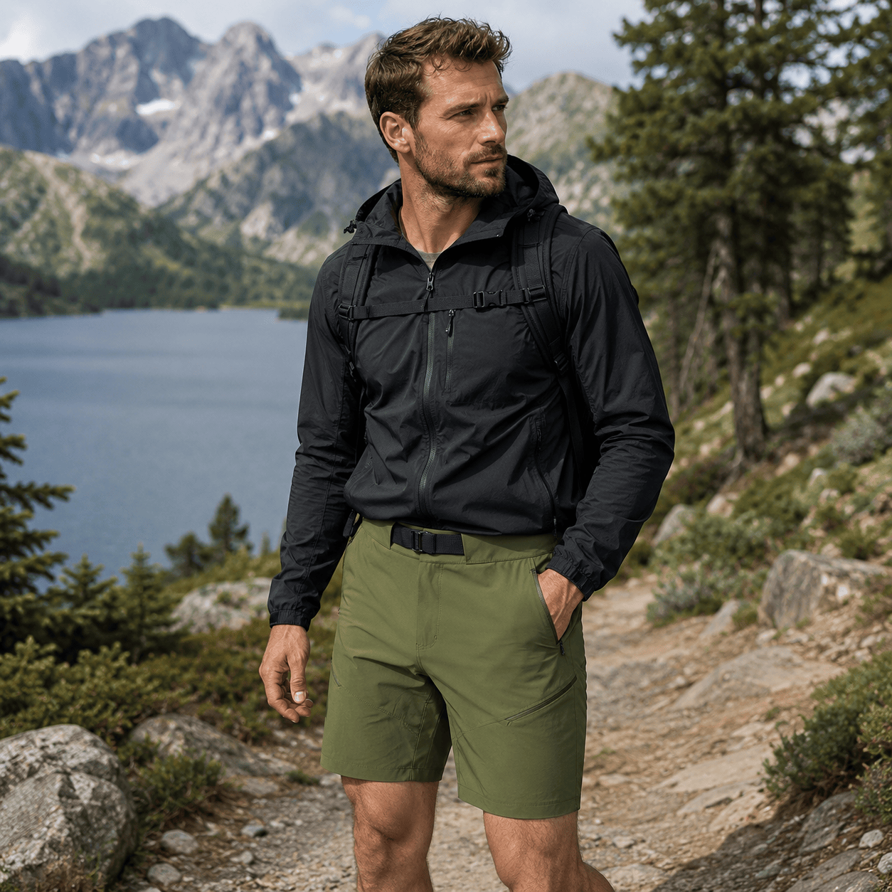 Profil du short de randonnee mixte confort trekking Passion Randonnee.