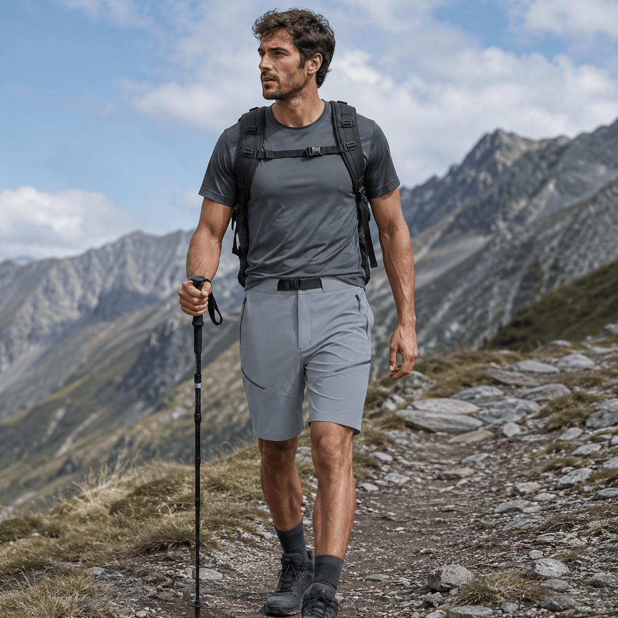 Short de randonnee mixte confort trekking Passion Randonnee, vue de face.