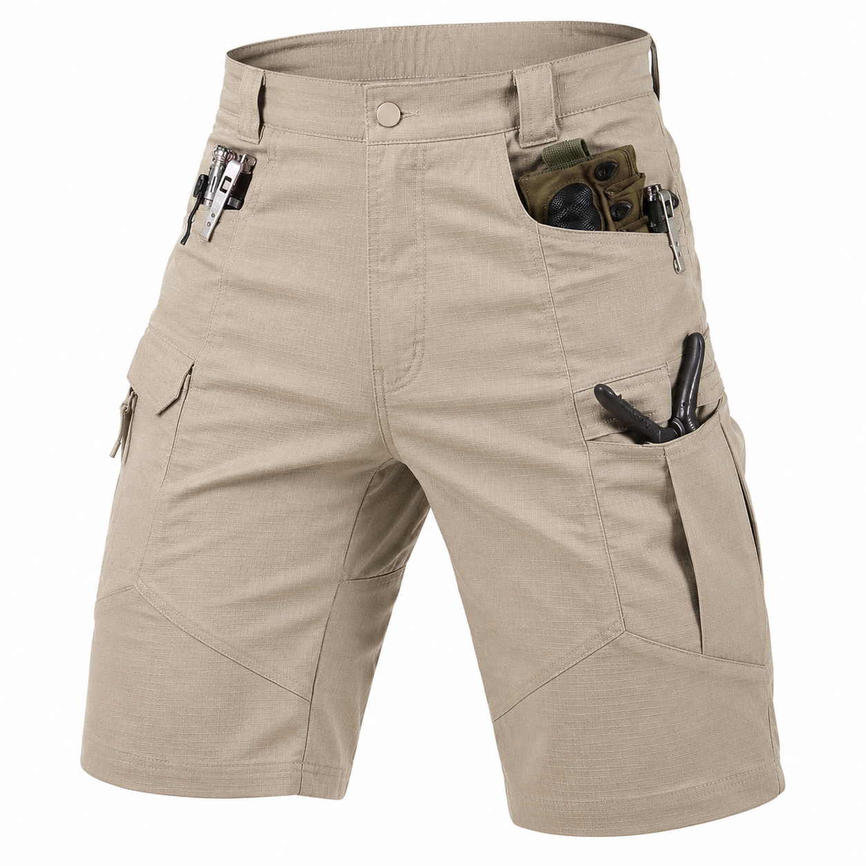 Detail du tissu robuste du short de randonnee outdoor Passion Randonnee.