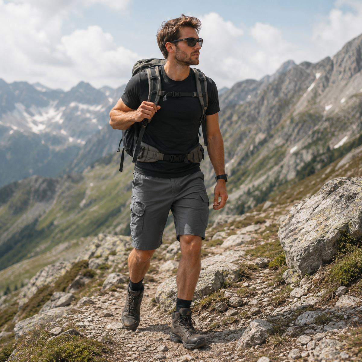 Short trekking homme cargo aventure Passion Randonnee, vue de face.