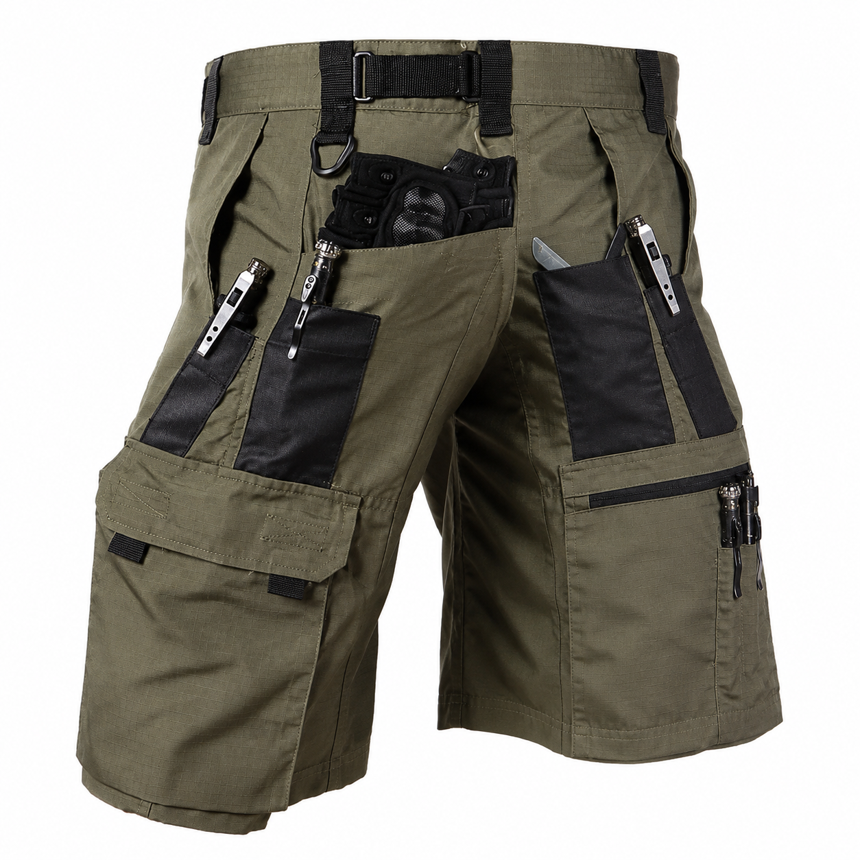 Detail du tissu du short trekking homme multi-poches Passion Randonnee.