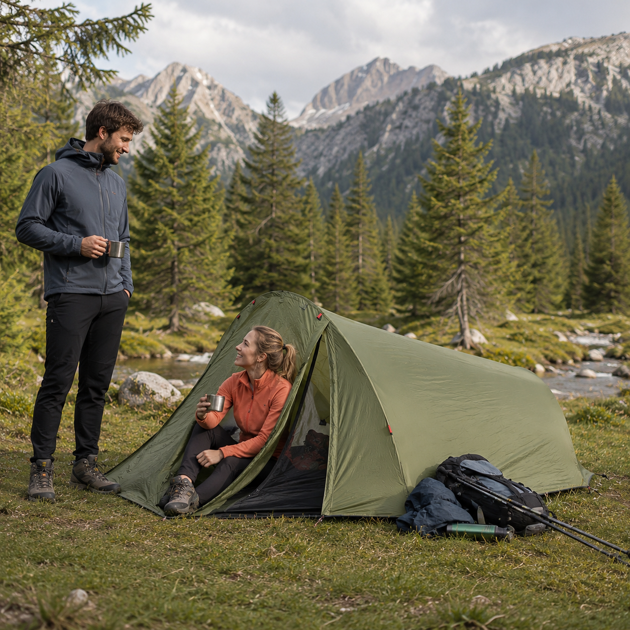 Tente bivouac 2 personnes impermeable Passion Randonnee montee en exterieur.