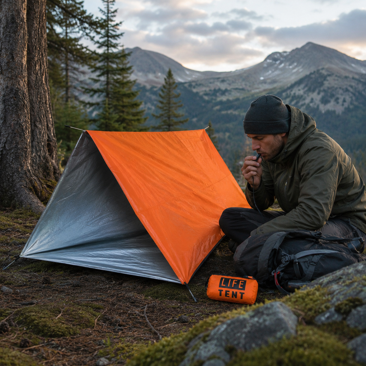 Tente bivouac de secours compacte Passion Randonnee, vue de face.