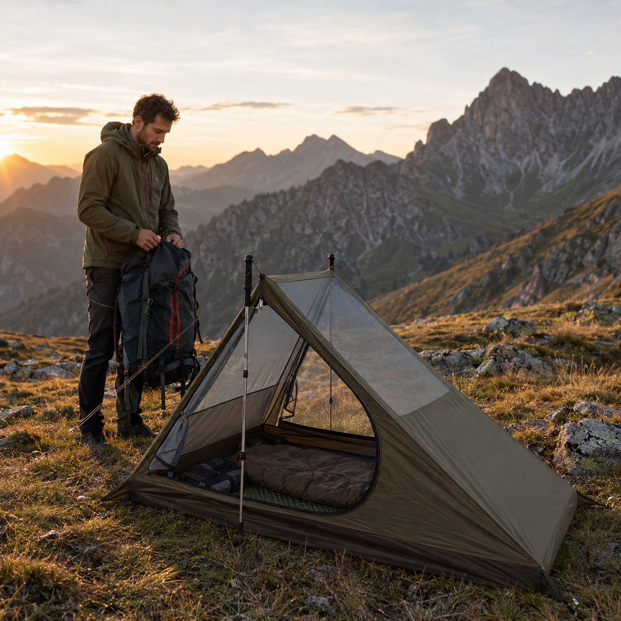 Tente bivouac solo avec moustiquaire Passion Randonnee, vue de face.