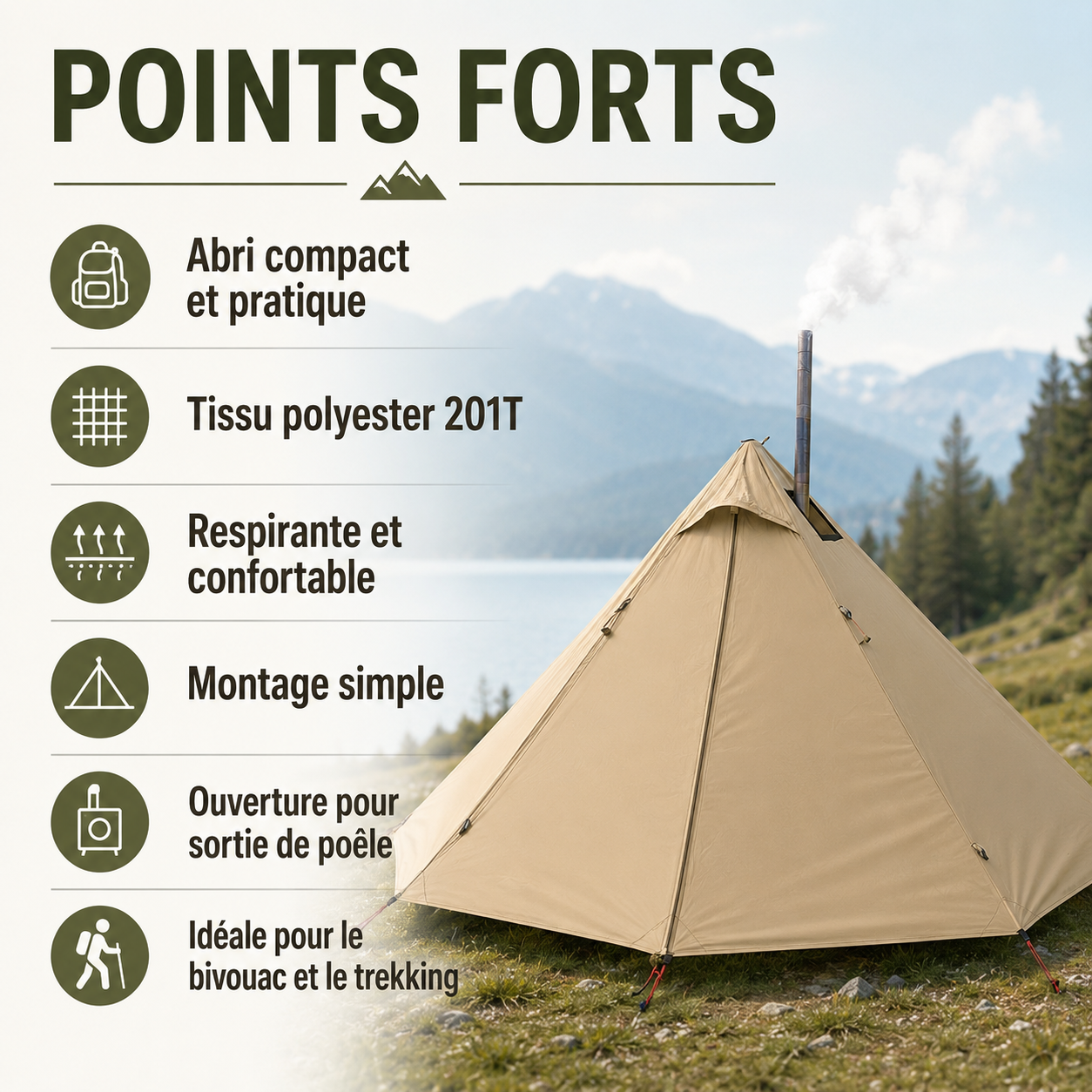 Tente bivouac tipi ultralegere Passion Randonnee montee en exterieur.