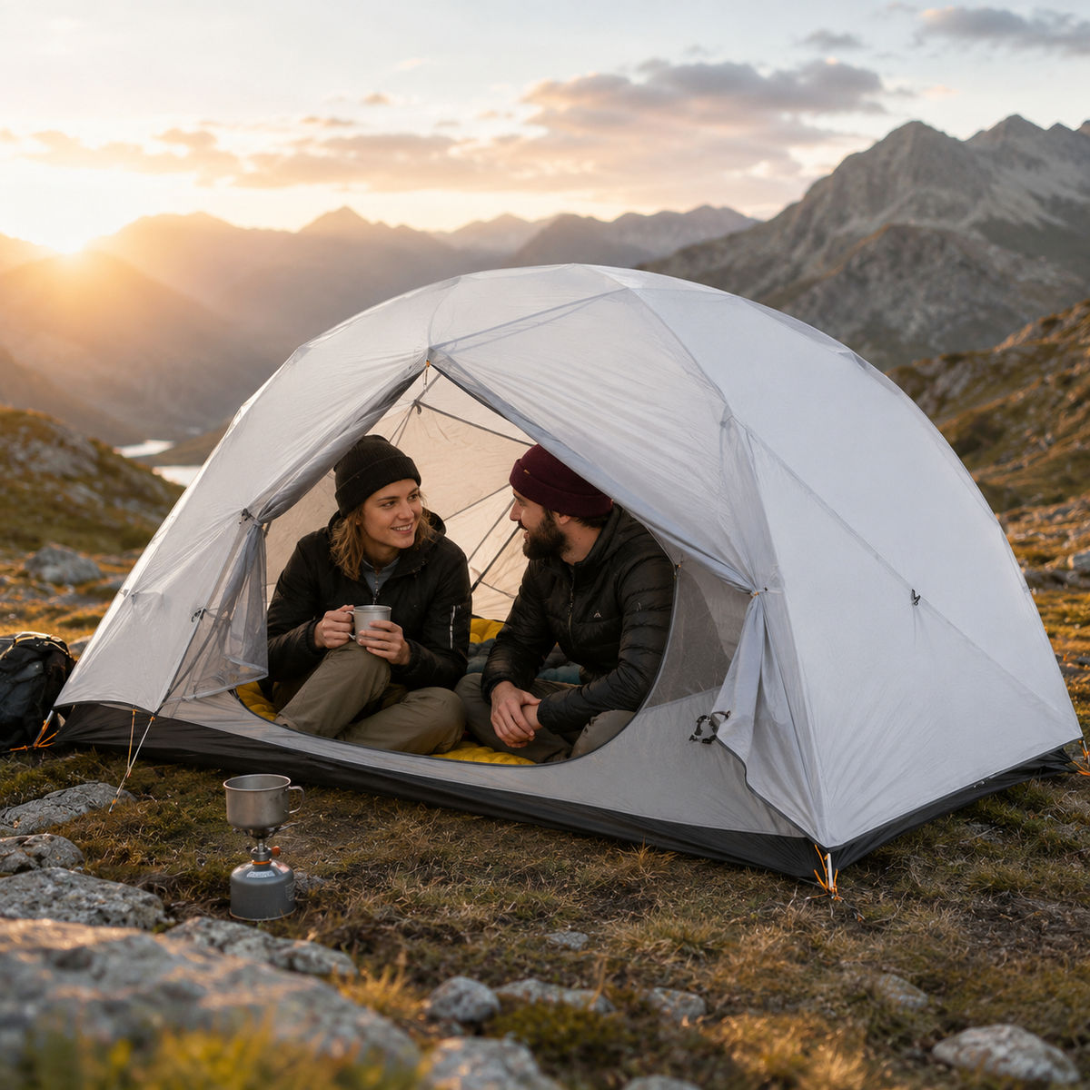Tente bivouac ultralegere 2 personnes Passion Randonnee repliee ultra compact.