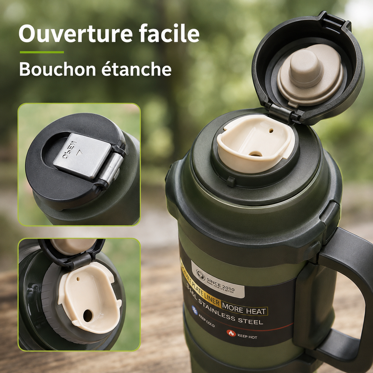 Profil de thermos camping grande capacité inox isotherme pour trekking Passion Randonnée.