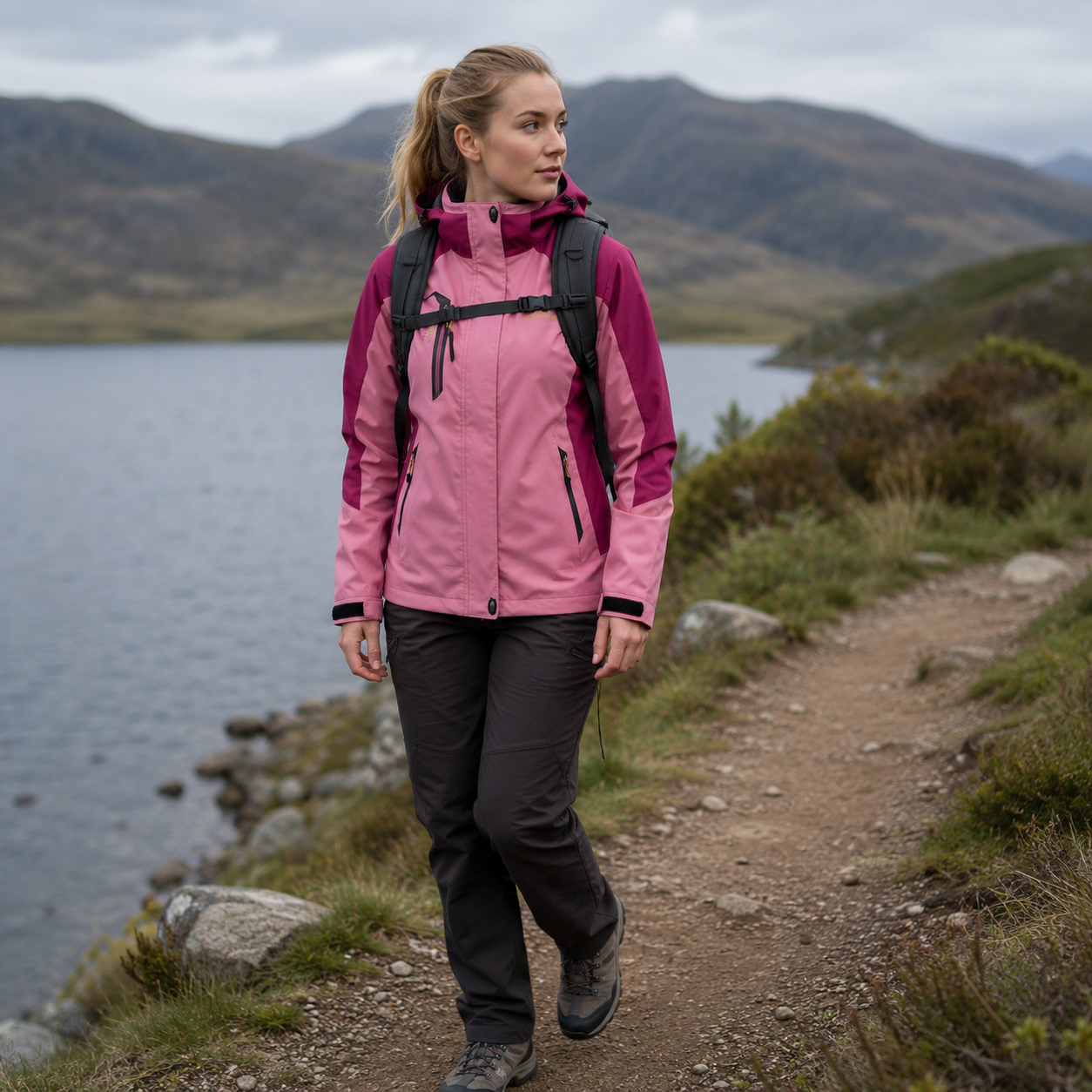 Profil de la veste aventure femme Passion Randonnee, coupe legere et fonctionnelle.