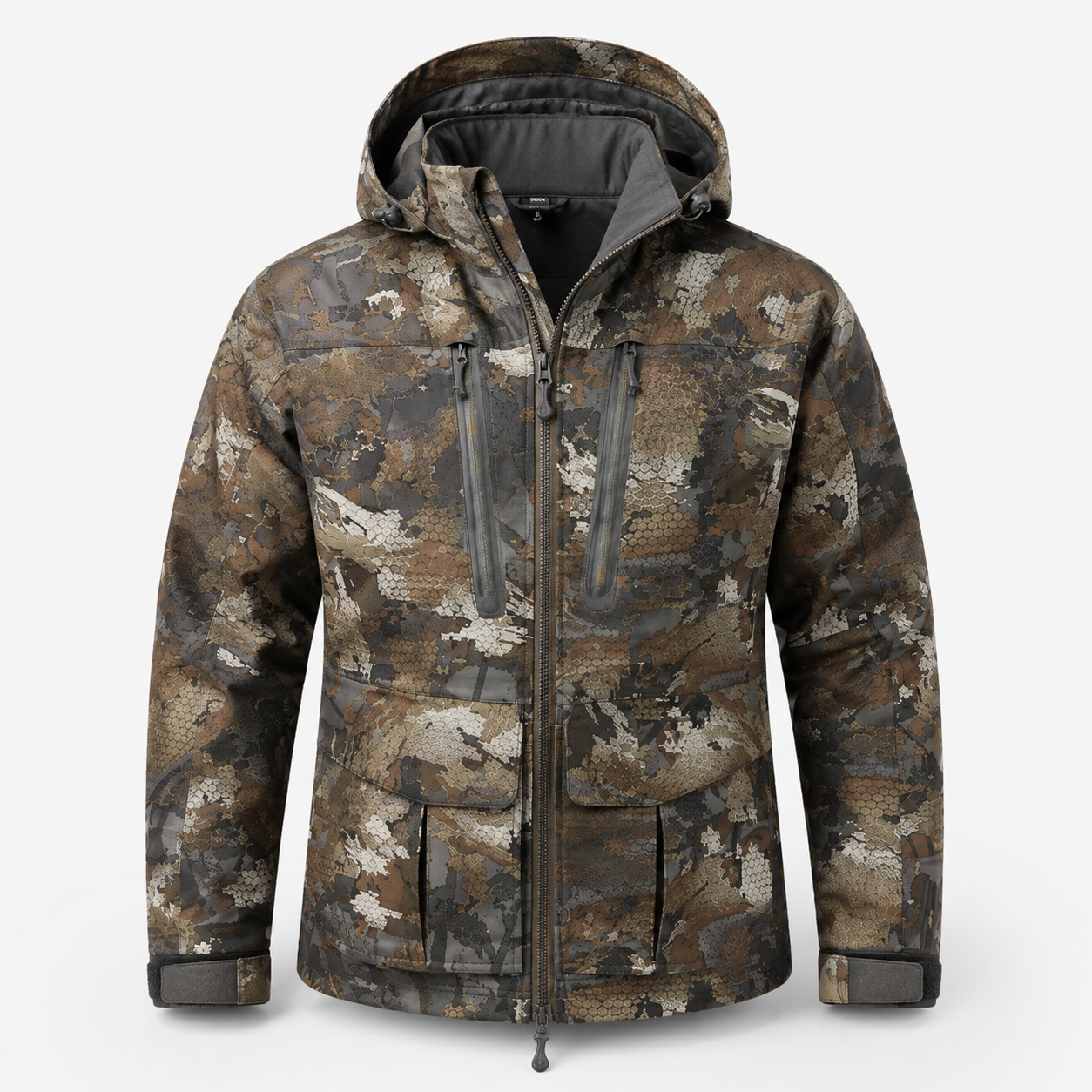 Vue de dos de la veste homme camouflage impermeable hiver Passion Randonnee.