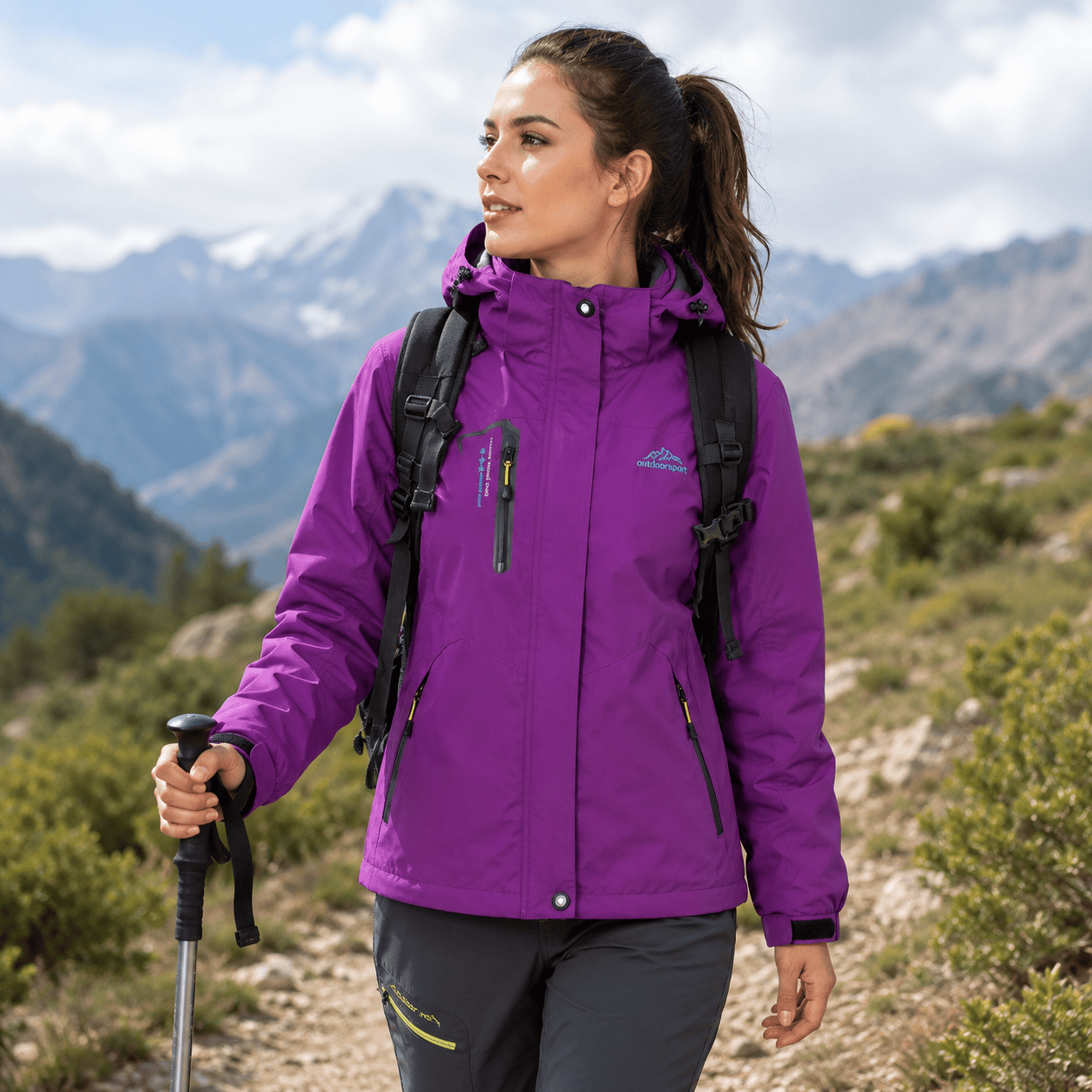 Veste impermeable femme Passion Randonnee, legere et respirante pour le trekking en montagne.