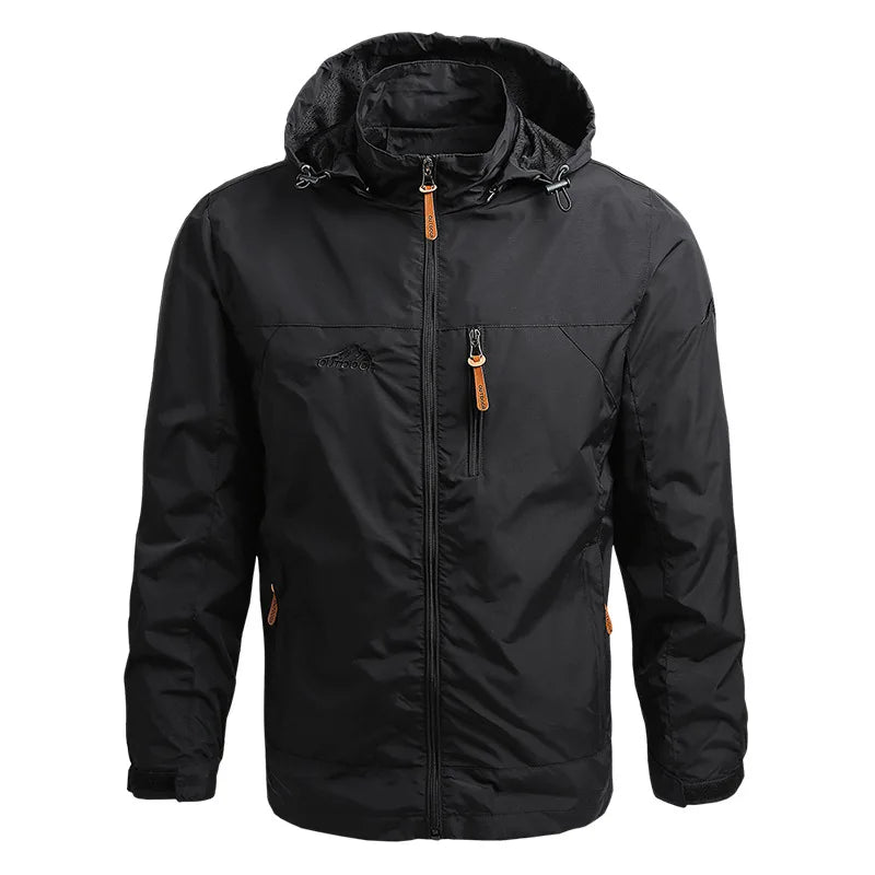 Gros plan sur la veste randonnee homme coupe-vent Passion Randonnee, rendu matiere.