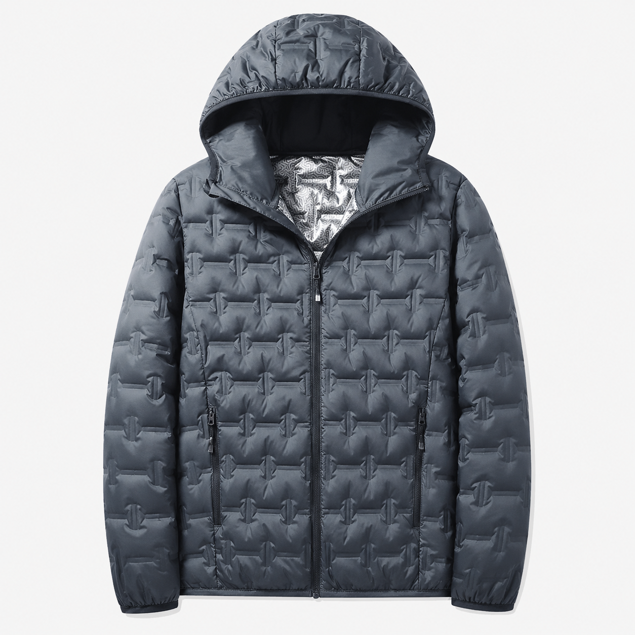 Homme en veste de trekking impermeable Passion Randonnee sur un sentier de montagne.