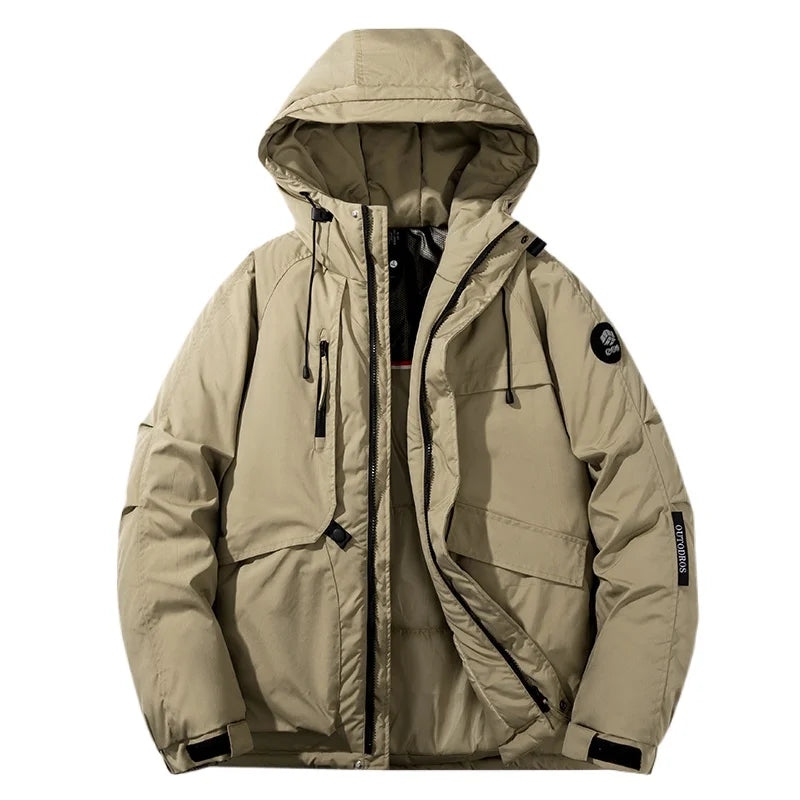 Gros plan sur la veste unisex chaude hiver Passion Randonnee, rendu tissu technique.