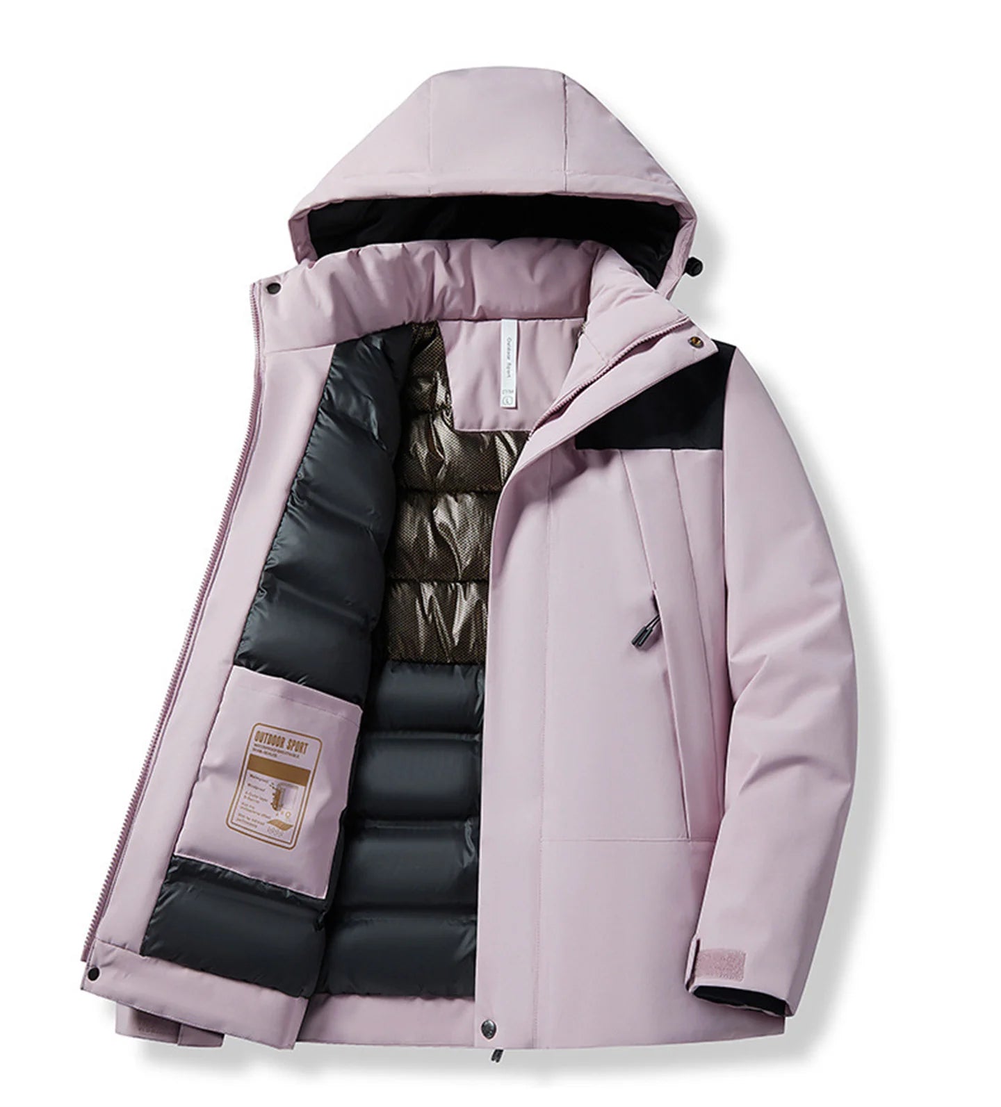 Gros plan veste unisex montagne Passion Randonnee, rendu tissu coupe-vent.