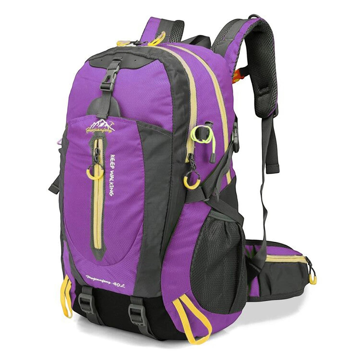 Sac à dos violet avec multiples rangements pour randonnée et outdoor Passion Randonnée.