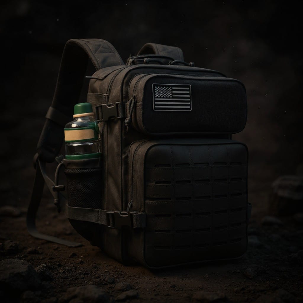 Sac a dos tactique noir 25L resistant Passion Randonnee, ideal pour activites outdoor.